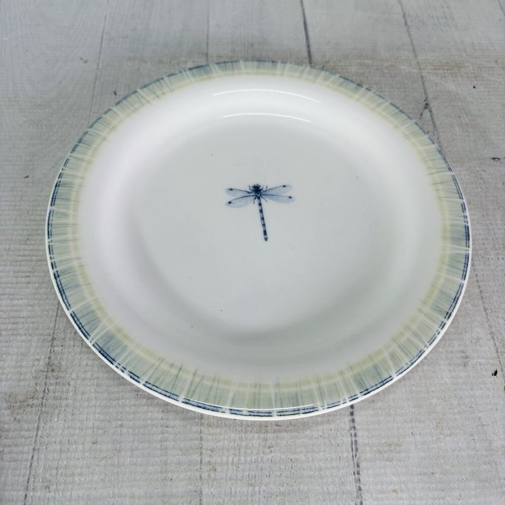 Portmeirion LAKESIDE Dragonfly Blue Green Yellow 9 1/8 Lunch Salad Plates Set 4 - Picture 2 of 16